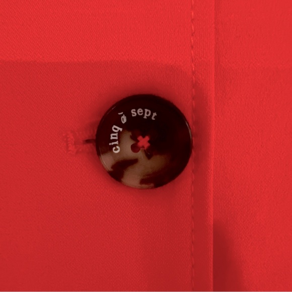 Cinq a Sept Women’s Sz 2 Orange Button Up Pencil Skirt - Picture 4 of 10